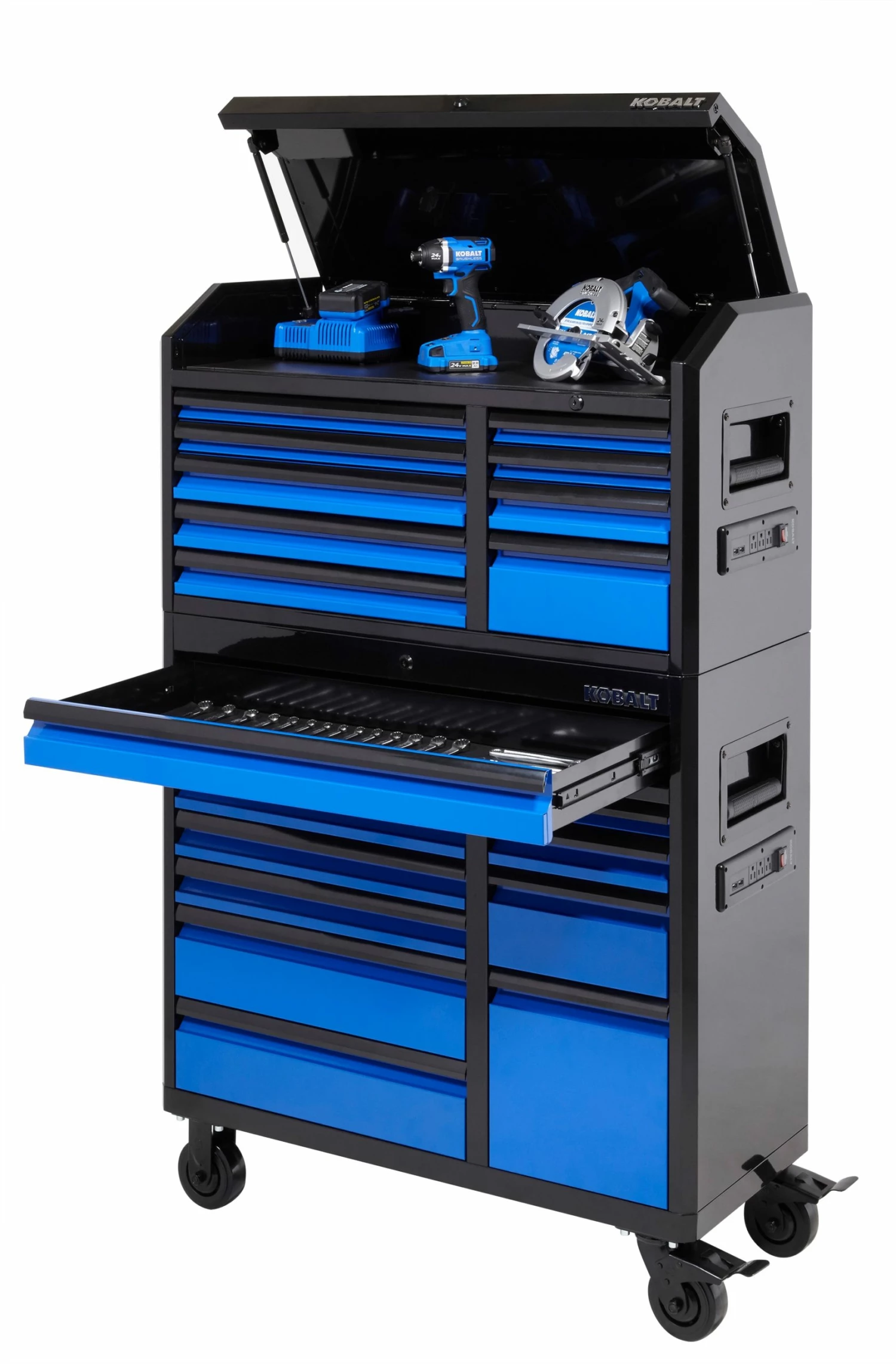 Kobalt Bottom Tool Cabinets 3000 Series 41-in W x 41-in H 11-Drawer Steel Rolling Tool Cabinet (Black) 7 Kobalt Bottom Tool Cabinets 3000 Series 41-in W x 41-in H 11-Drawer Steel Rolling Tool Cabinet (Black) - Image 7