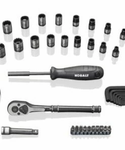 Kobalt Mechanics Tool Sets Universal 67-Piece Standard (SAE) and Metric Combination Matte Mechanics Tool Set (3/8-in)