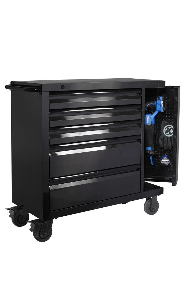 Kobalt Bottom Tool Cabinets 3000 Series 41-in W x 41-in H 5-Drawer Stainless Steel Rolling Tool Cabinet (Black) 7 Kobalt Bottom Tool Cabinets 3000 Series 41-in W x 41-in H 5-Drawer Stainless Steel Rolling Tool Cabinet (Black) - Image 7