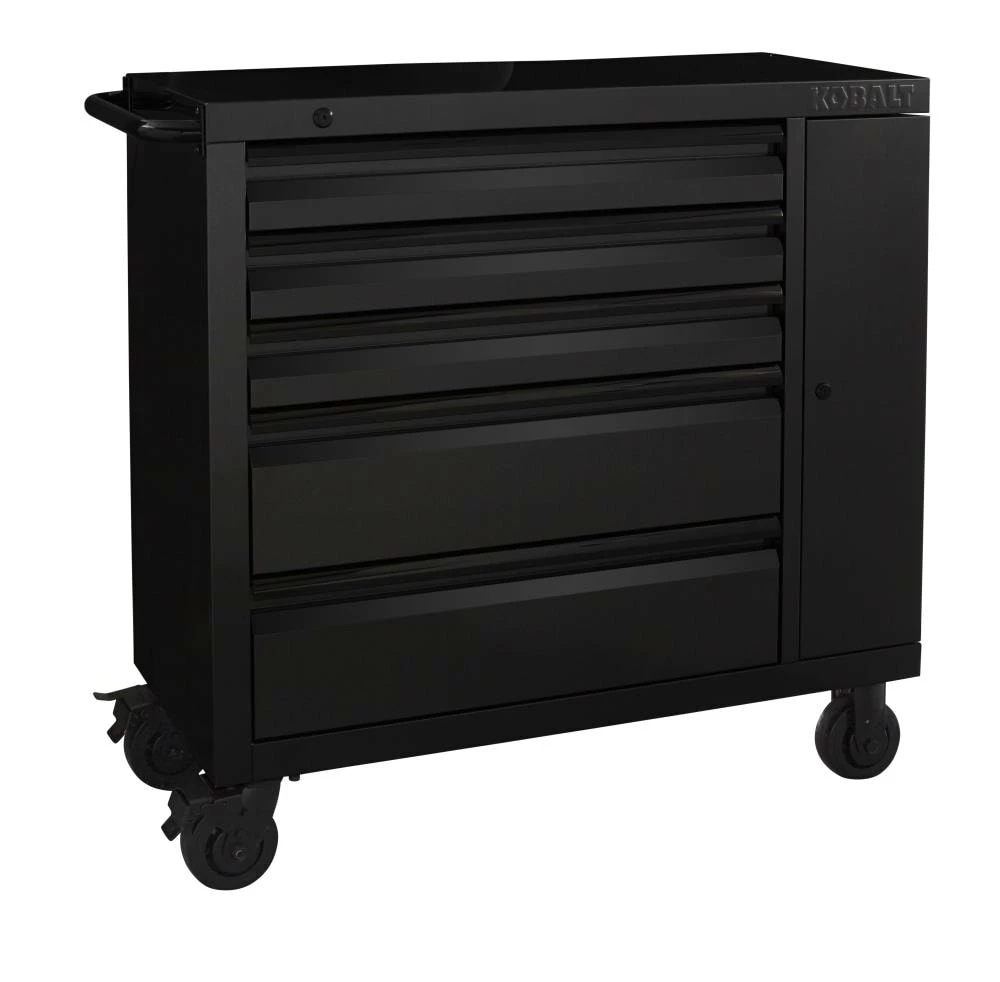 Kobalt Bottom Tool Cabinets 3000 Series 41-in W x 41-in H 5-Drawer Stainless Steel Rolling Tool Cabinet (Black) 2 Kobalt Bottom Tool Cabinets 3000 Series 41-in W x 41-in H 5-Drawer Stainless Steel Rolling Tool Cabinet (Black) - Image 2