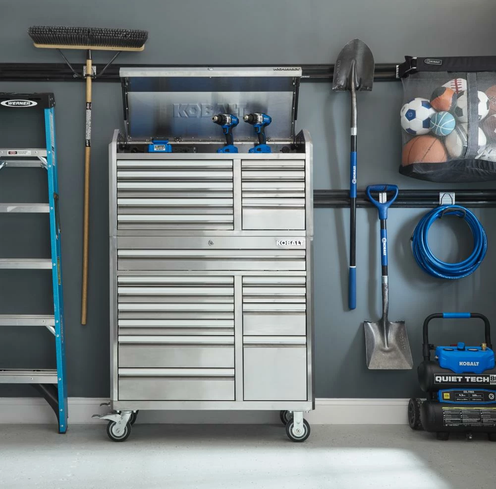 Kobalt Bottom Tool Cabinets 3000 Series 41-in W x 41-in H 11-Drawer Stainless Steel Rolling Tool Cabinet (Stainless Steel) 9 Kobalt Bottom Tool Cabinets 3000 Series 41-in W x 41-in H 11-Drawer Stainless Steel Rolling Tool Cabinet (Stainless Steel) - Image 9