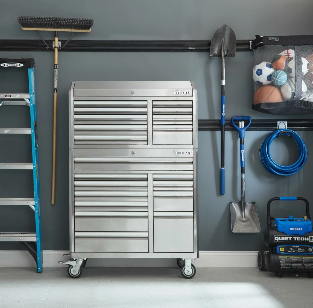 Kobalt Bottom Tool Cabinets 3000 Series 41-in W x 41-in H 11-Drawer Stainless Steel Rolling Tool Cabinet (Stainless Steel) 10 Kobalt Bottom Tool Cabinets 3000 Series 41-in W x 41-in H 11-Drawer Stainless Steel Rolling Tool Cabinet (Stainless Steel) - Image 10