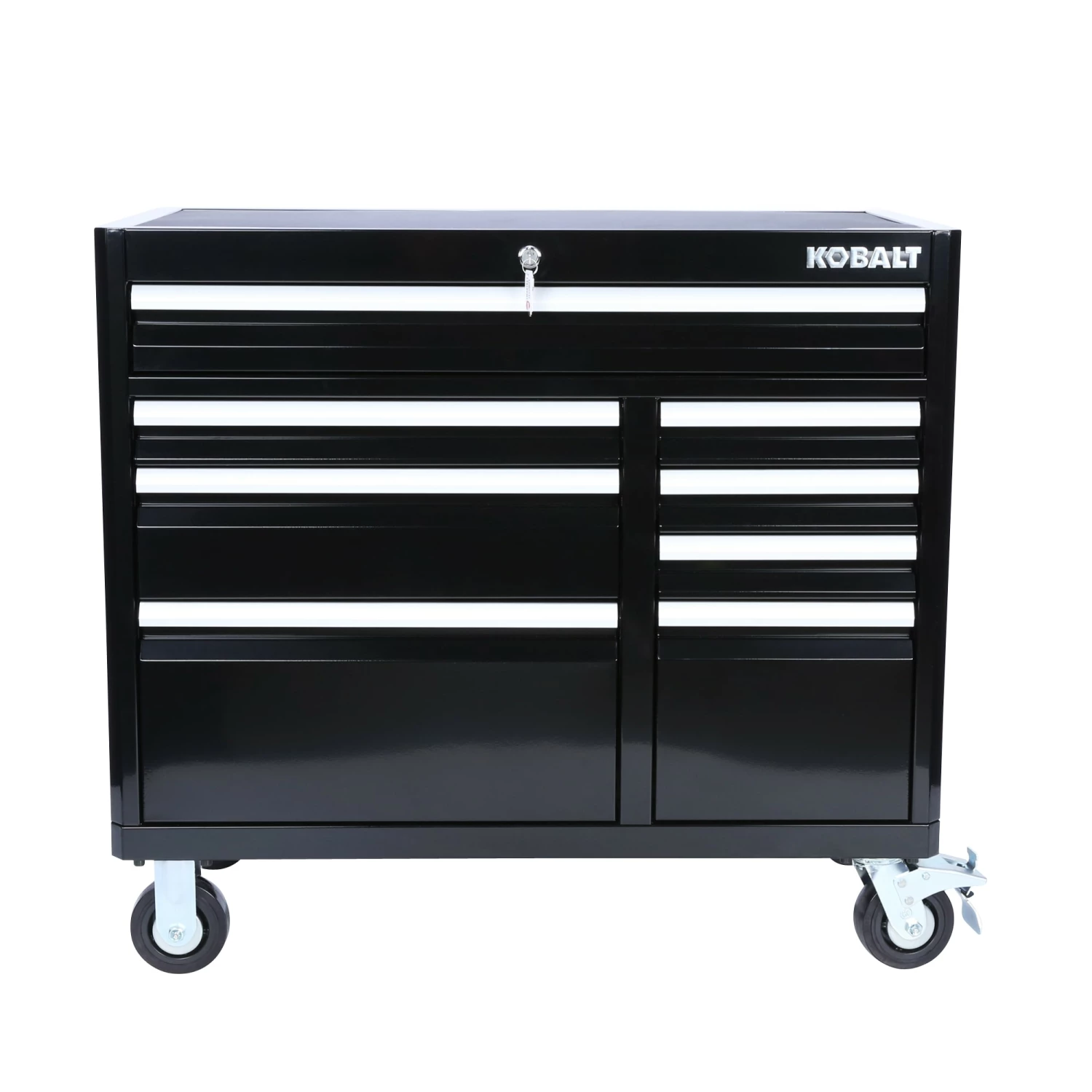 Kobalt Bottom Tool Cabinets 3000 Series 41-in W x 37.5-in H 8-Drawer Steel Rolling Tool Cabinet (Black) 1 Kobalt Bottom Tool Cabinets 3000 Series 41-in W x 37.5-in H 8-Drawer Steel Rolling Tool Cabinet (Black)