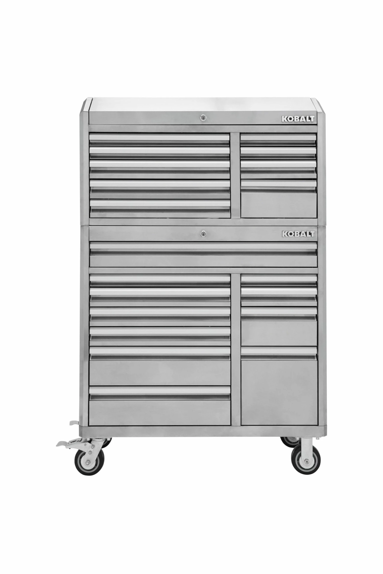 Kobalt Bottom Tool Cabinets 3000 Series 41-in W x 41-in H 11-Drawer Stainless Steel Rolling Tool Cabinet (Stainless Steel) 3 Kobalt Bottom Tool Cabinets 3000 Series 41-in W x 41-in H 11-Drawer Stainless Steel Rolling Tool Cabinet (Stainless Steel) - Image 3