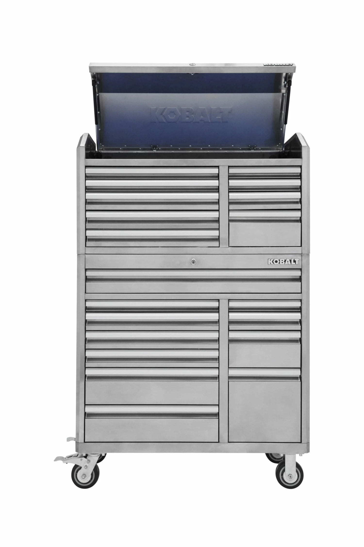 Kobalt Bottom Tool Cabinets 3000 Series 41-in W x 41-in H 11-Drawer Stainless Steel Rolling Tool Cabinet (Stainless Steel) 2 Kobalt Bottom Tool Cabinets 3000 Series 41-in W x 41-in H 11-Drawer Stainless Steel Rolling Tool Cabinet (Stainless Steel) - Image 2
