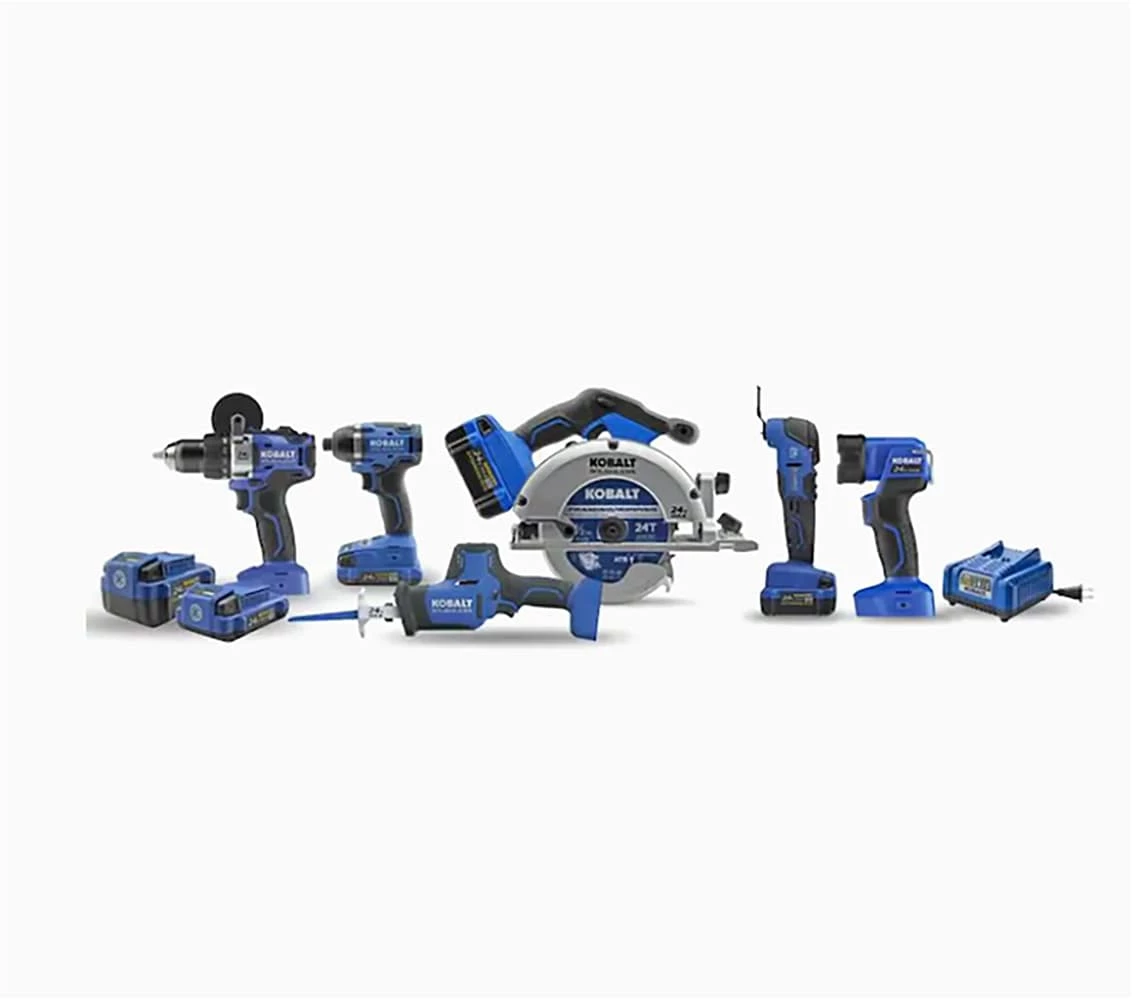 Kobalt Power Tool Combo Kits Kobalt 24V max 6-Tool 24-Volt Max Brushless Power Tool Combo Kit Case (2-Batteries Included and Charger Included) 1 Kobalt Power Tool Combo Kits Kobalt 24V max 6-Tool 24-Volt Max Brushless Power Tool Combo Kit Case (2-Batteries Included and Charger Included)