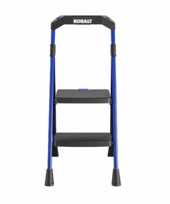 Kobalt Step Stools 2-Step 300-lb Capacity Black Steel Foldable Step Stool