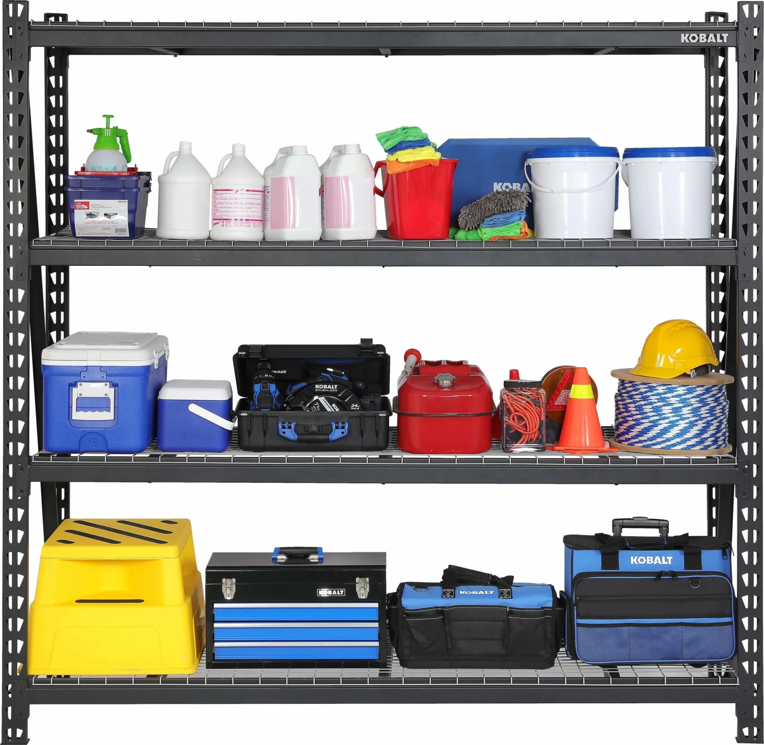 Kobalt Freestanding Shelving Units 84-in W x 24-in D x 84-in H 4-Tier Heavy Duty Steel Utility Shelving Unit 9 Kobalt Freestanding Shelving Units 84-in W x 24-in D x 84-in H 4-Tier Heavy Duty Steel Utility Shelving Unit - Image 9