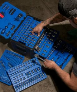 Kobalt Mechanics Tool Sets 250-Piece Standard (SAE) and Metric Combination Polished Chrome Mechanics Tool Set (1/4-in; 3/8-in) -Kobalts Shop 42702396 scaled