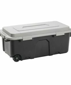 Kobalt Plastic Storage Totes X-large 31-Gallon (124-Quart) Grey Heavy Duty Rolling Tote with Latching Lid