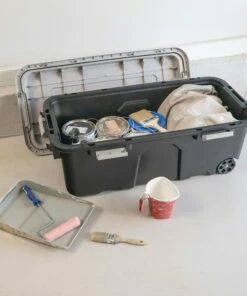 Kobalt Plastic Storage Totes X-large 31-Gallon (124-Quart) Grey Heavy Duty Rolling Tote with Latching Lid -Kobalts Shop 46359332 scaled