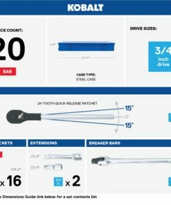 Kobalt Mechanics Tool Sets 3/4-in Drive 20-Piece Standard (SAE) Matte Mechanics Tool Set (3/4-in;) 17 Kobalt Mechanics Tool Sets 3/4-in Drive 20-Piece Standard (SAE) Matte Mechanics Tool Set (3/4-in;) -Kobalts Shop 47737803 scaled
