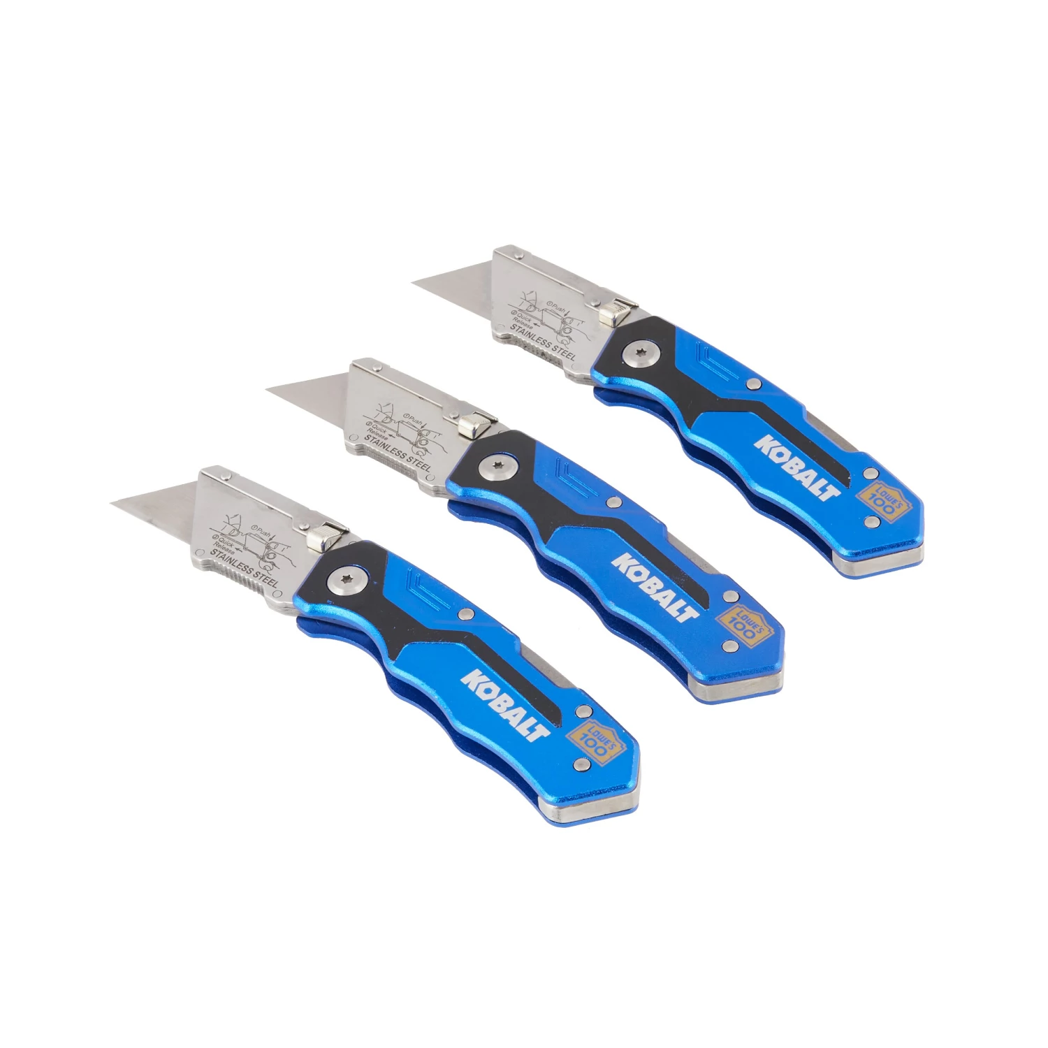 Kobalt Utility Knives Kobalt 3pk Lockback knife set 18mm 3-Blade Folding Utility Knife 4 Kobalt Utility Knives Kobalt 3pk Lockback knife set 18mm 3-Blade Folding Utility Knife - Image 4